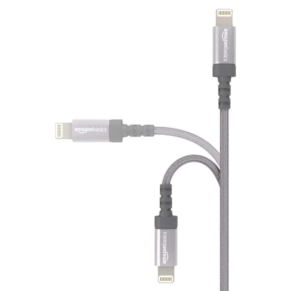 Gray 6’ Nylon Braided USB A to Lightning Charging Cable Cord